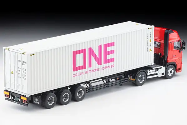 Tomica Limited Vintage Neo LV-N292d Hino Profia 40ft marine container trailer (Toho Sharyo TC36H1C34) Ocean Network Express Gray Container - Image 2