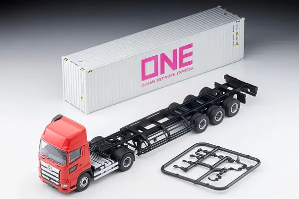 Tomica Limited Vintage Neo LV-N292d Hino Profia 40ft marine container trailer (Toho Sharyo TC36H1C34) Ocean Network Express Gray Container - Image 4