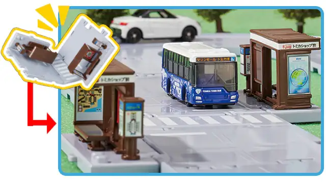 Tomica Town Tomica Town Bus Stop (with Tomica) - Image 2